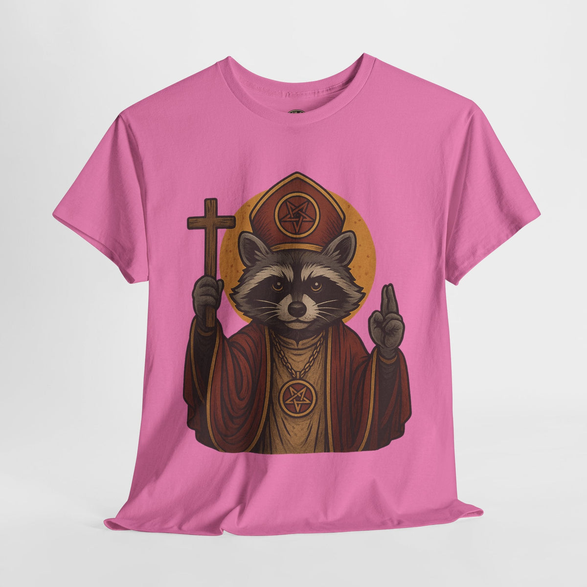 Holy Raccoon Pope Shirt – Funny Cult Priest Graphic Tee – Gildan 5000 Unisex