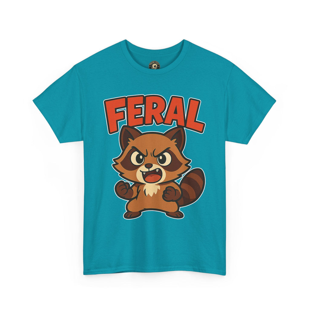 Feral Cartoon Tee - Unisex Heavy Cotton Shirt, Cute Graphic, Animal Lovers Gift, Casual Wear, Fun T-Shirt for Kids & Adults