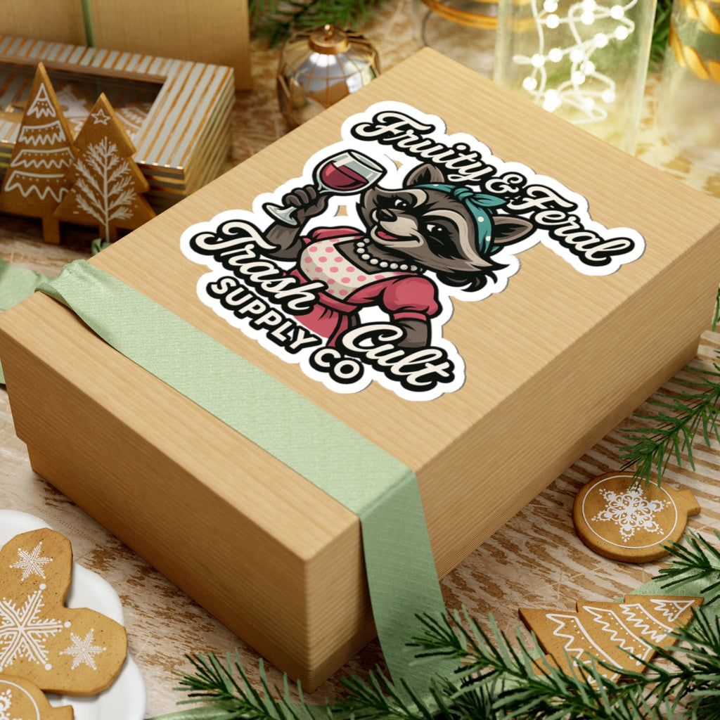Fruity & Feral Raccoon Stickers, Fun Car Accessories, Cute Laptop Decor, Gift for Animal Lovers, Quirky Home Decor