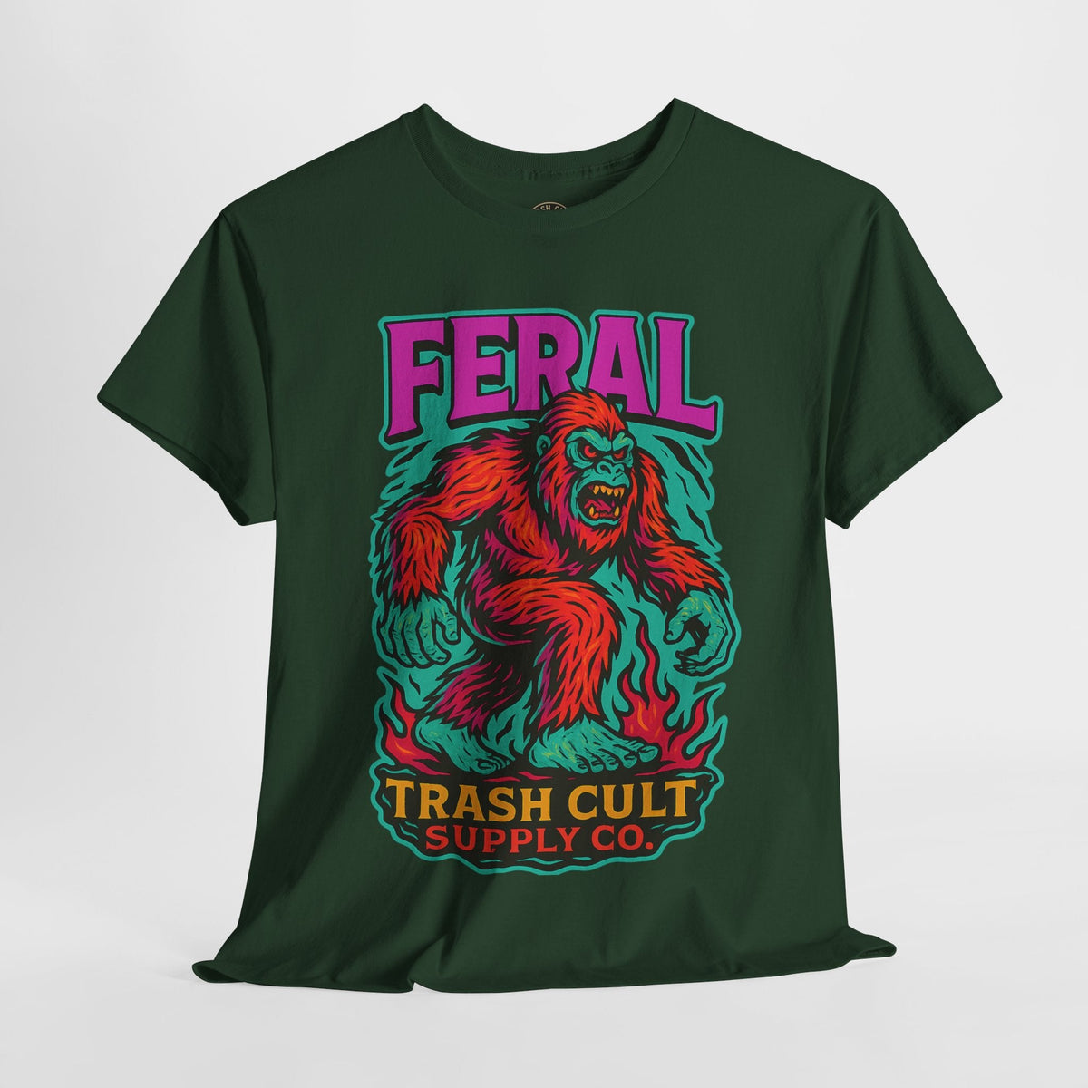FERAL Bigfoot Shirt – Trashcore Bold Colors | Trash Cult Supply Co | Gildan 5000 Tee