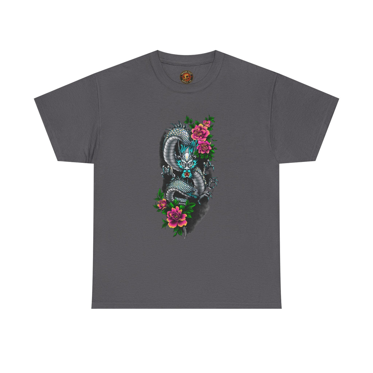 Mythic Dragon & Peonies Tattoo T-Shirt – Lara Davenport x Trash Cult Supply Co. Collab (Gildan 5000)