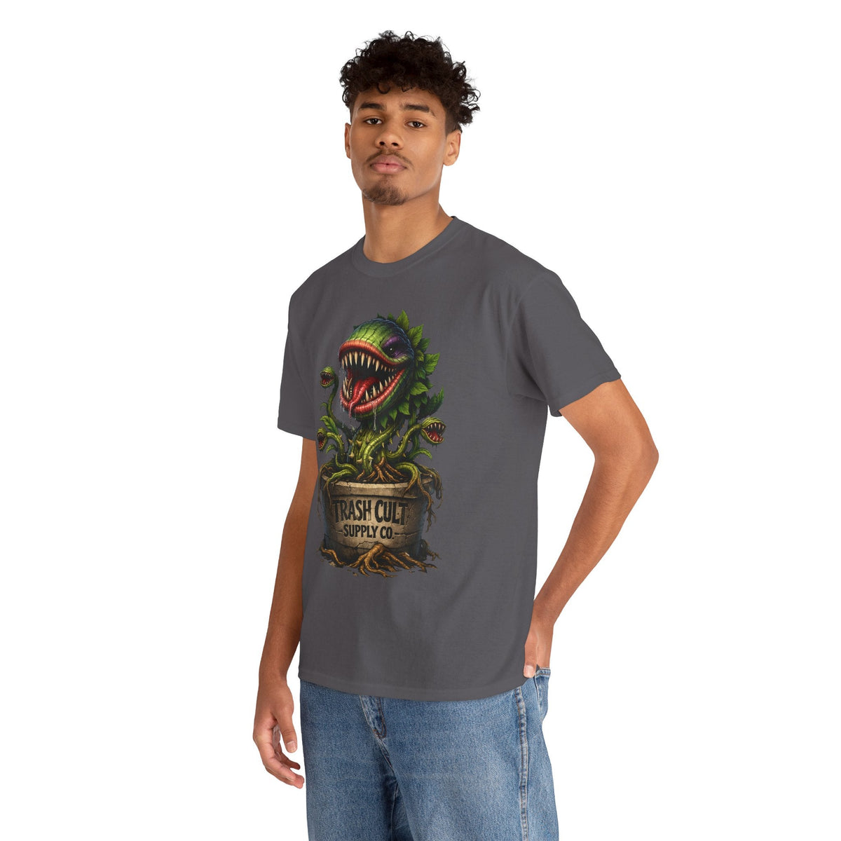 Carnivorous Plant Graphic Tee — "Trash Cult Supply Co." Potted Monster Shirt