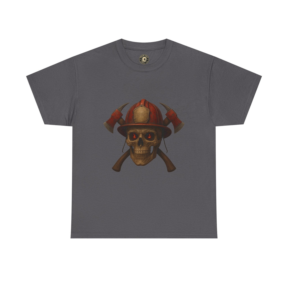 Skull Firefighter Tee, Unisex Heavy Cotton Shirt, Firefighter Gift, Halloween Costume T-Shirt, Unique Graphic Tee, Casual Wear