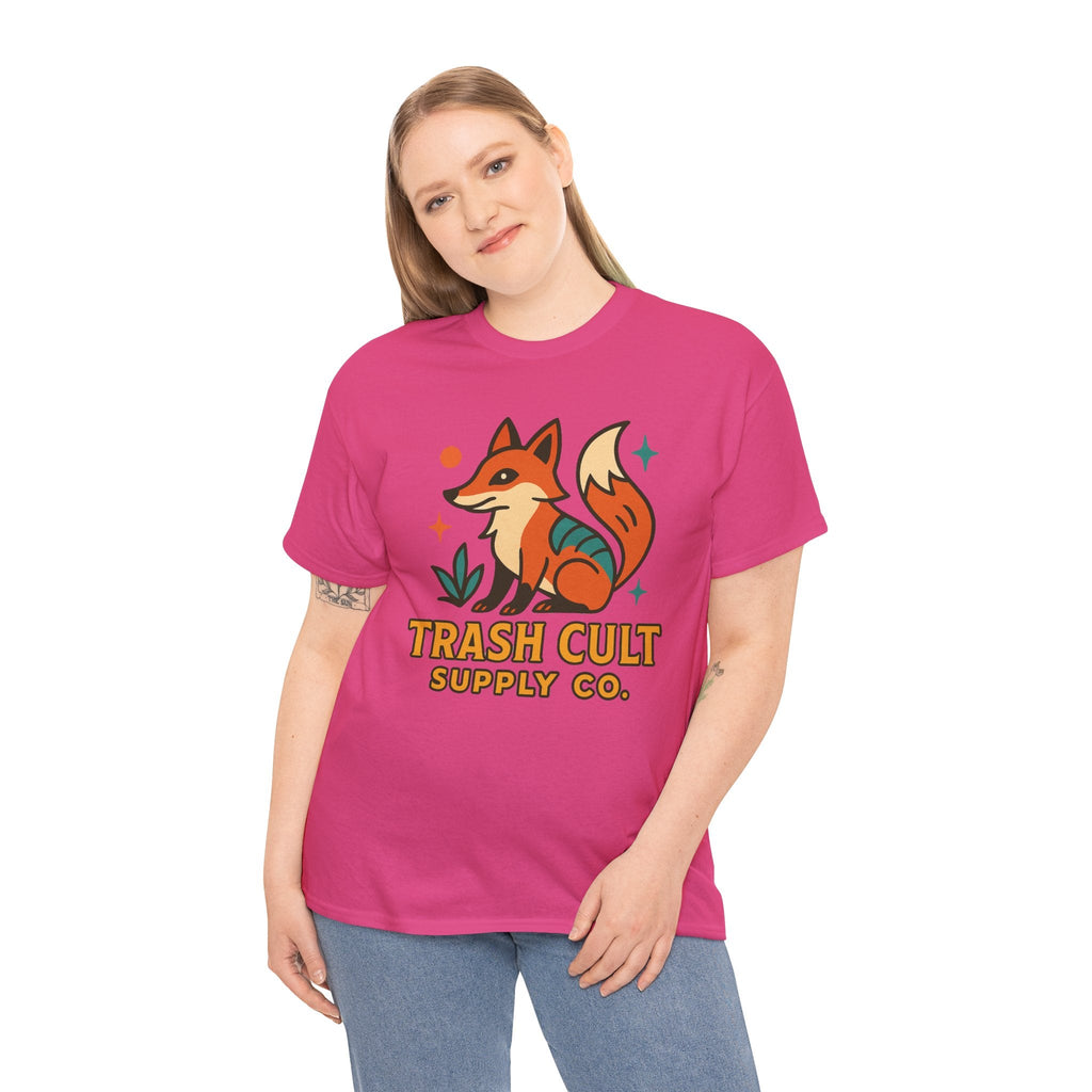 Trash Cult Fox Unisex Heavy Cotton Tee - Eco-Friendly Fashion Statement, Perfect for Nature Lovers, Casual Wear, Gifts, and Festivals