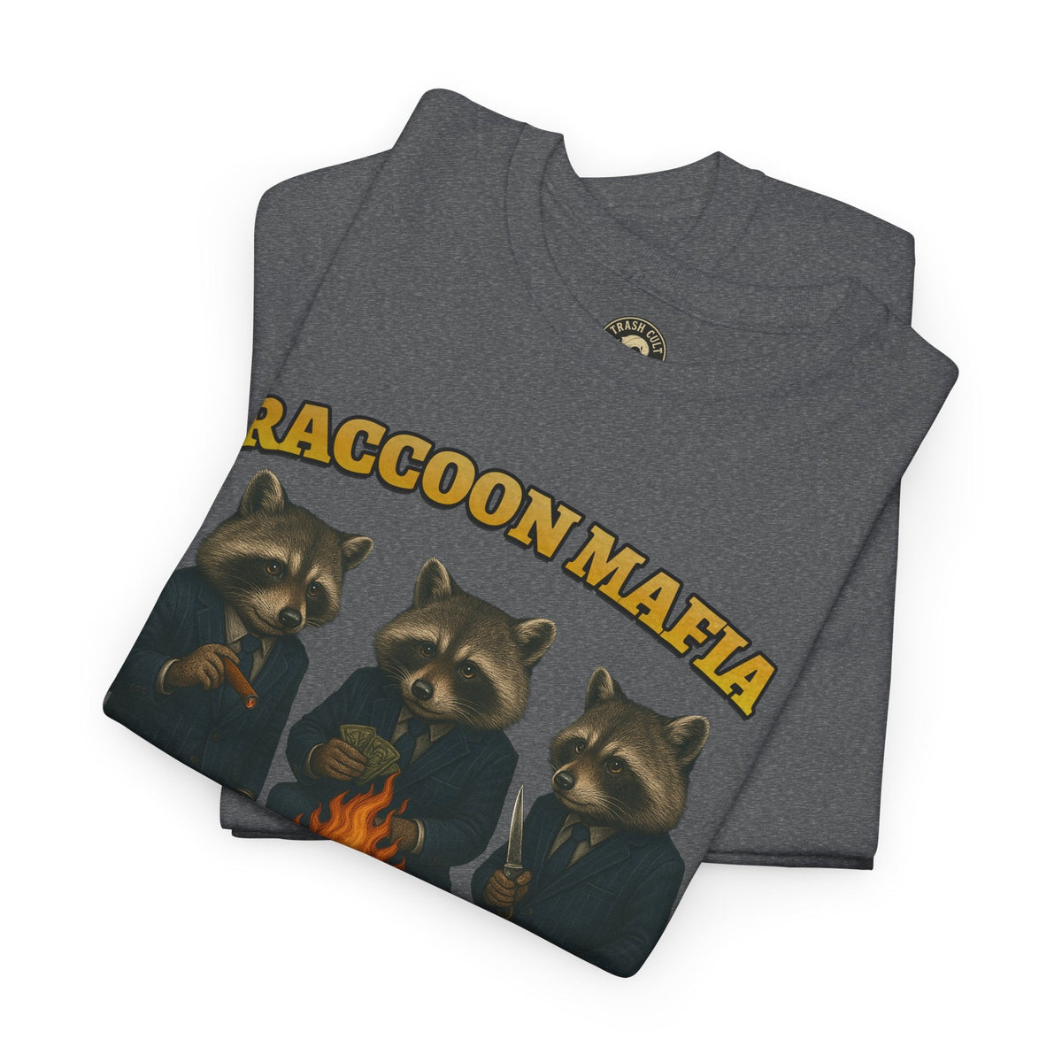 Raccoon Mafia T-Shirt – Realistic Gangster Raccoons in Suits | Trash Cult Supply Co | Gildan 5000