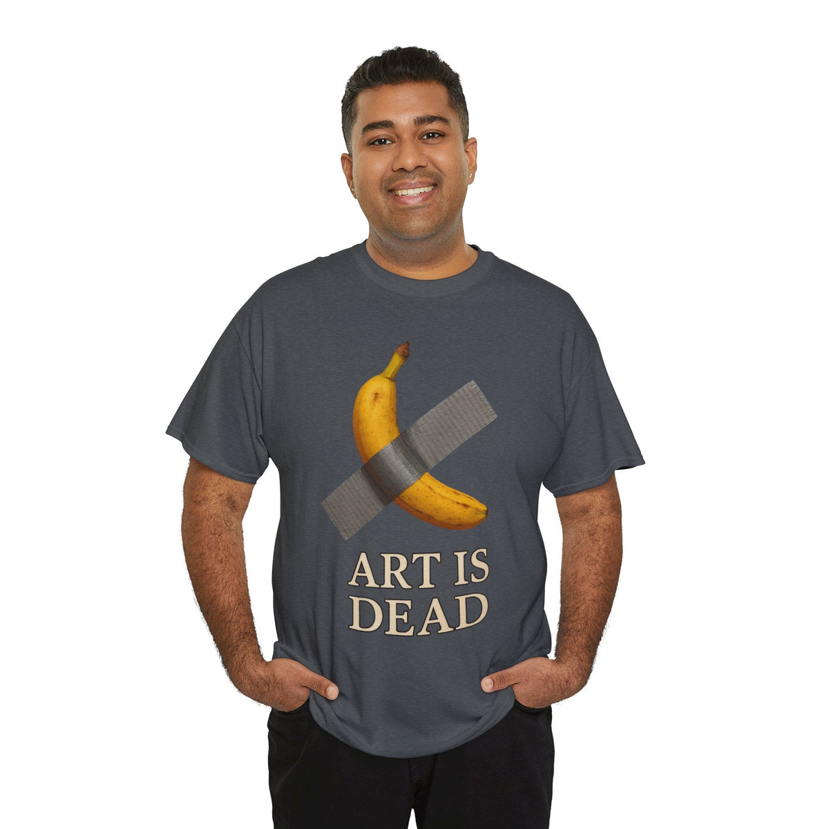 “ART IS DEAD” Banana Duct Tape Meme Tee – Satirical Art Parody Shirt by Trash Cult Supply Co.