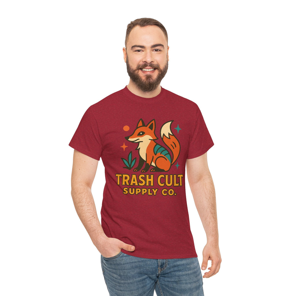 Trash Cult Fox Unisex Heavy Cotton Tee - Eco-Friendly Fashion Statement, Perfect for Nature Lovers, Casual Wear, Gifts, and Festivals
