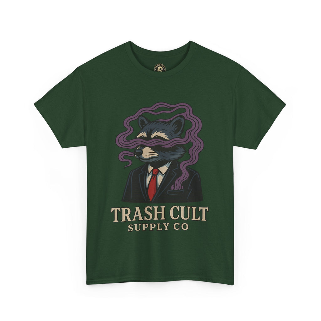 Suited Raccoon Smoke Design – Trash Cult Supply Co | Bold Graffiti Tattoo Tee