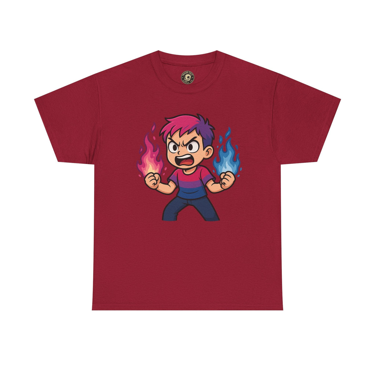 Bi-Furious Cartoon Pride Tee – Unisex Heavy Cotton Shirt for Gamers, Comic Fans & LGBTQ+ Allies