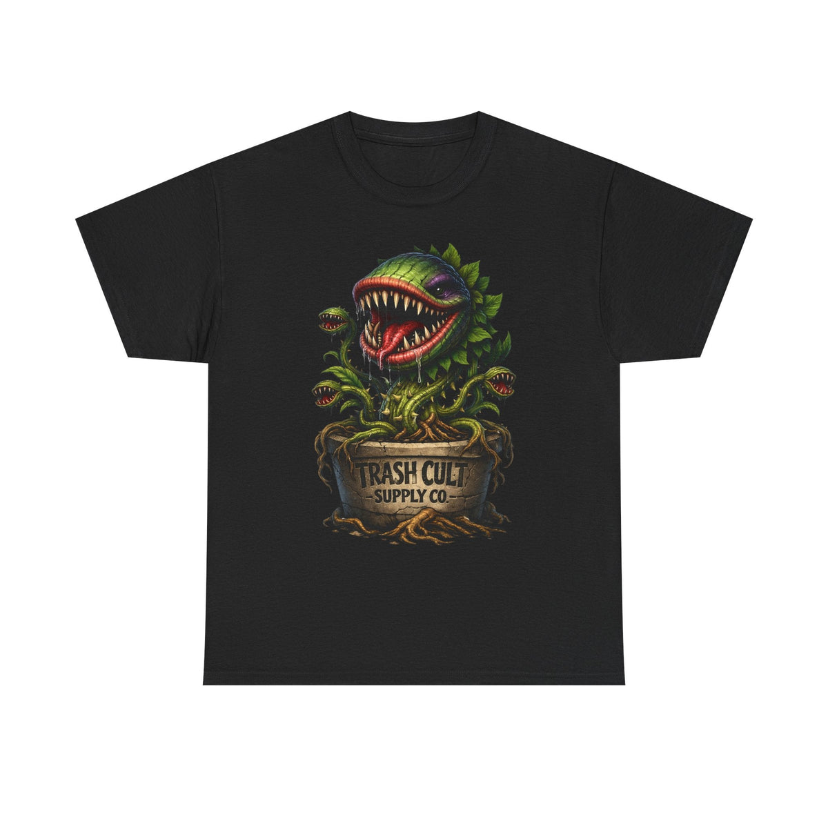 Carnivorous Plant Graphic Tee — "Trash Cult Supply Co." Potted Monster Shirt
