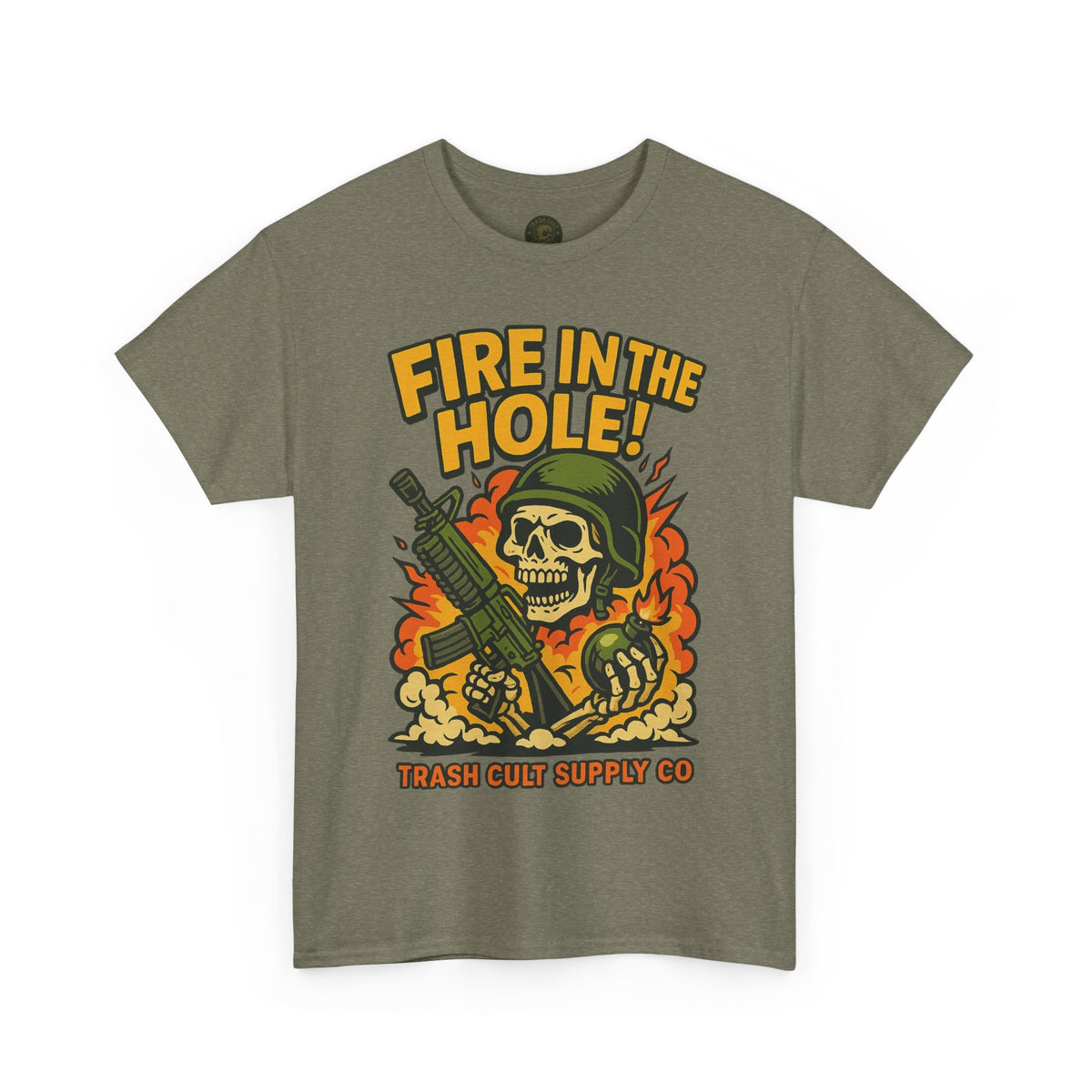 Fire in the Hole! Skeleton Soldier T-Shirt – Trash Cult Supply Co. | Gildan 5000 Combat Graphic Tee