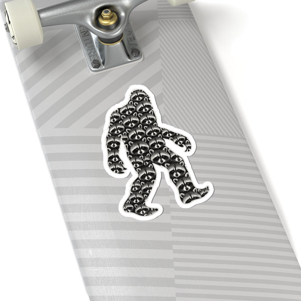 Bigfoot Raccoon Collage Sticker – Funny Cryptid Kiss Cut Design