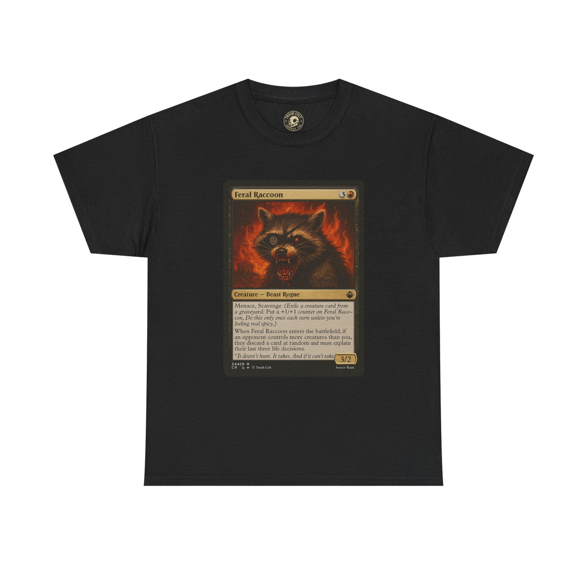 Feral Raccoon Magic Card Shirt – MTG-Inspired Beast Rogue Tee, Trash Cult Creature Card, Gildan 5000 Unisex T-Shirt