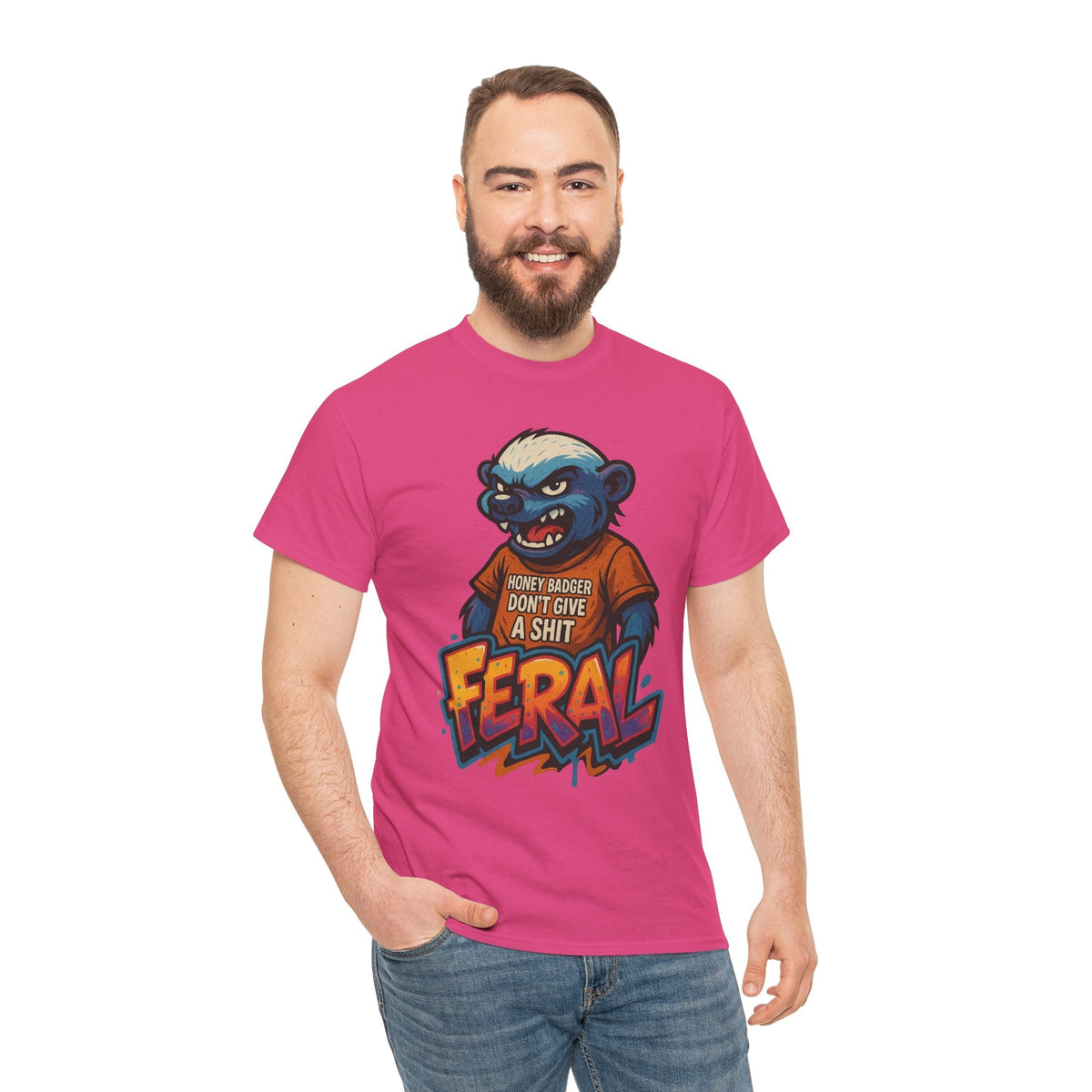 Feral Graphic Tee, Unisex Heavy Cotton T-Shirt for Casual Wear, Gift for Animal Lovers, Unique Streetwear, Funny Graphic Shirt