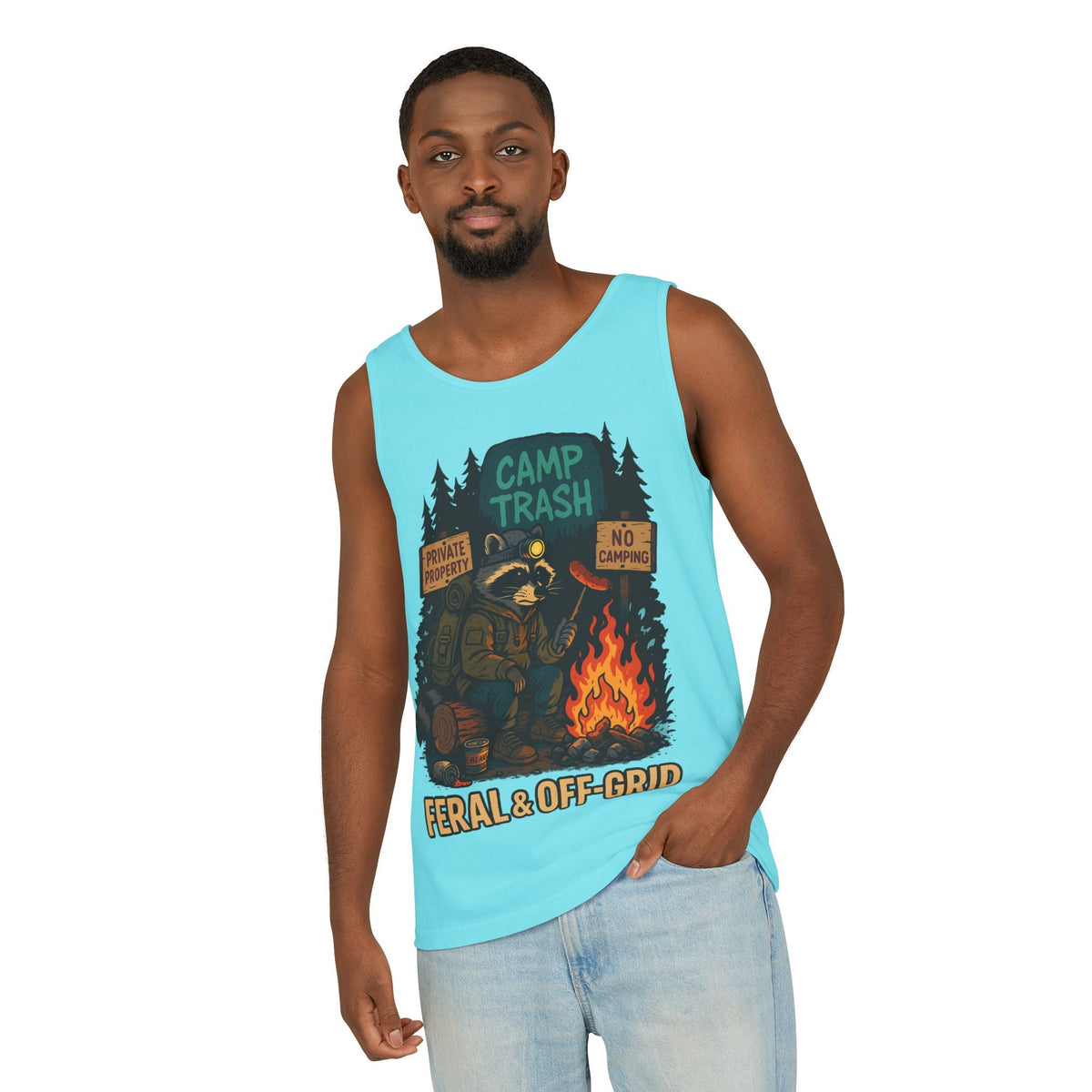 Camp Trash Raccoon Tank Top – Feral & Off-Grid Summer Shirt by Trash Cult