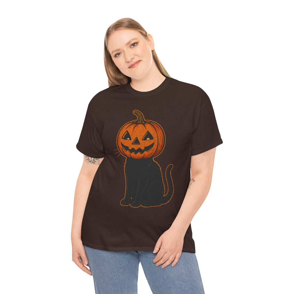 Black Cat Pumpkin Head Halloween T-Shirt – Jack O’Lantern Cat Design