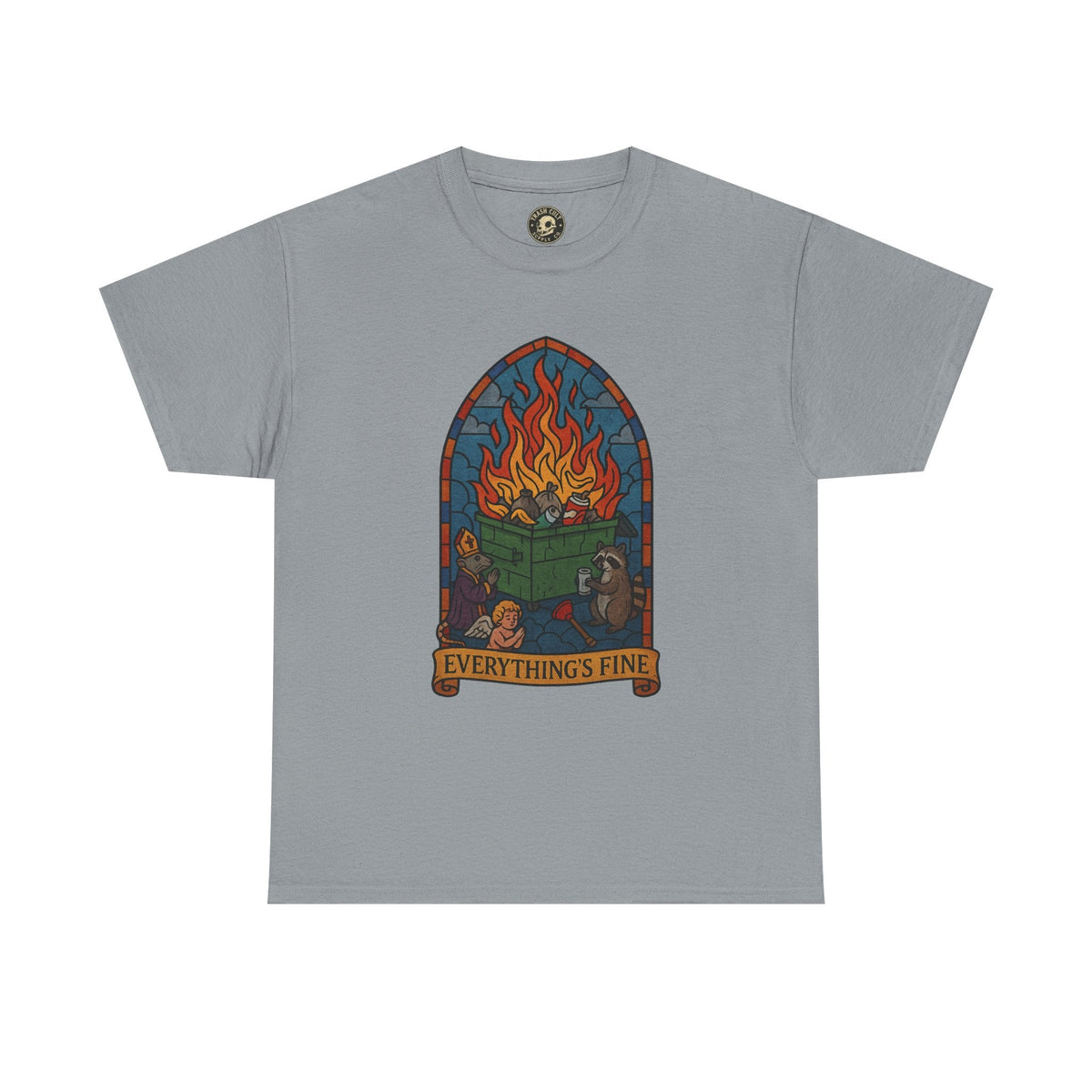 "Everything's Fine" Unisex Heavy Cotton Tee - Casual Wear, Gift for Friends, Home Decor, Everyday Style, Relaxed Fit