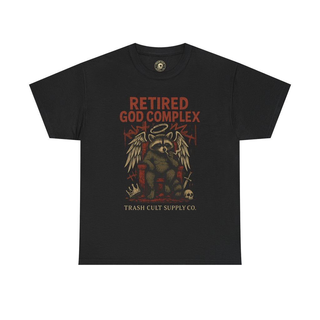 Retired God Complex Raccoon Shirt – Trash Cult Supply Co Grunge Angelcore Graphic Tee