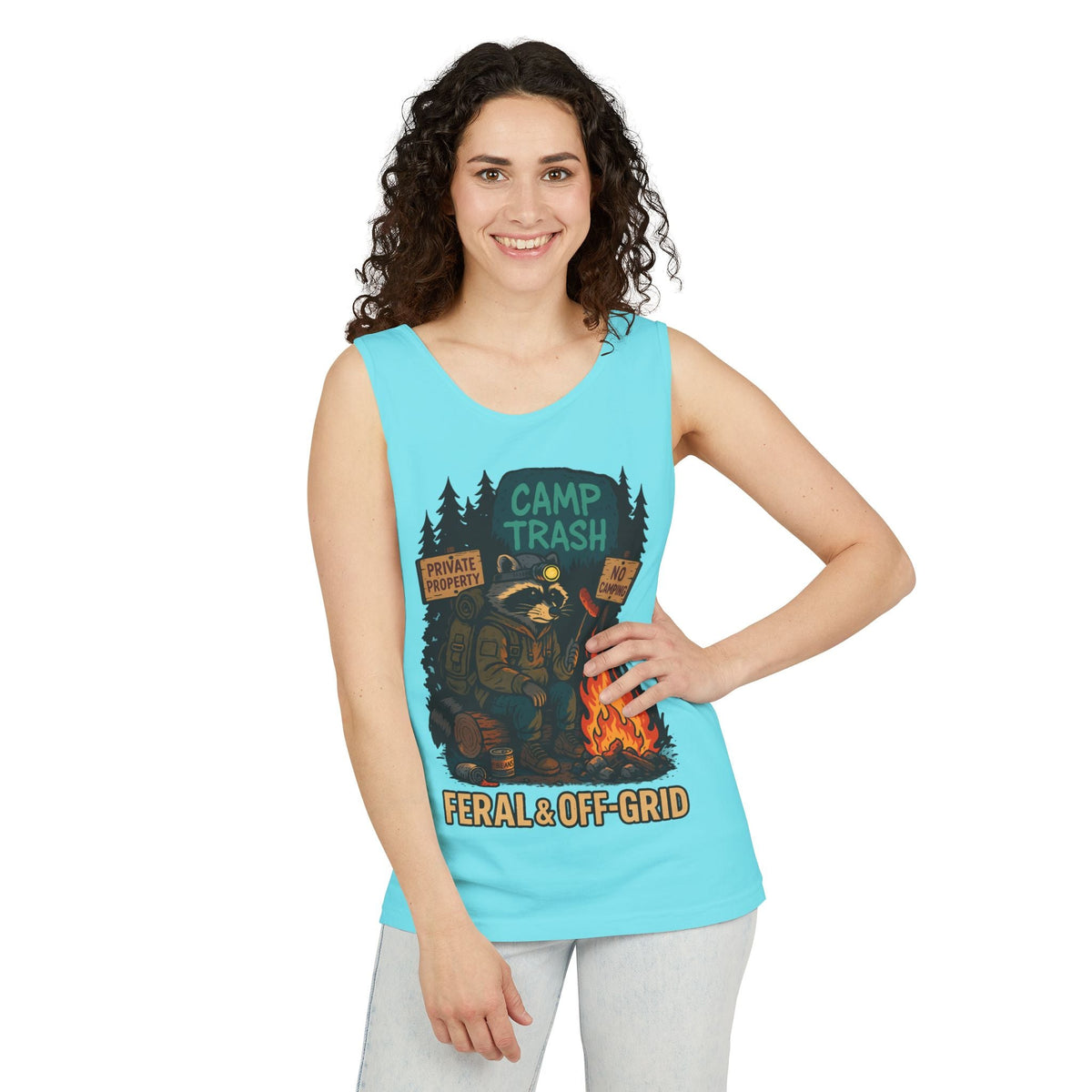 Camp Trash Raccoon Tank Top – Feral & Off-Grid Summer Shirt by Trash Cult
