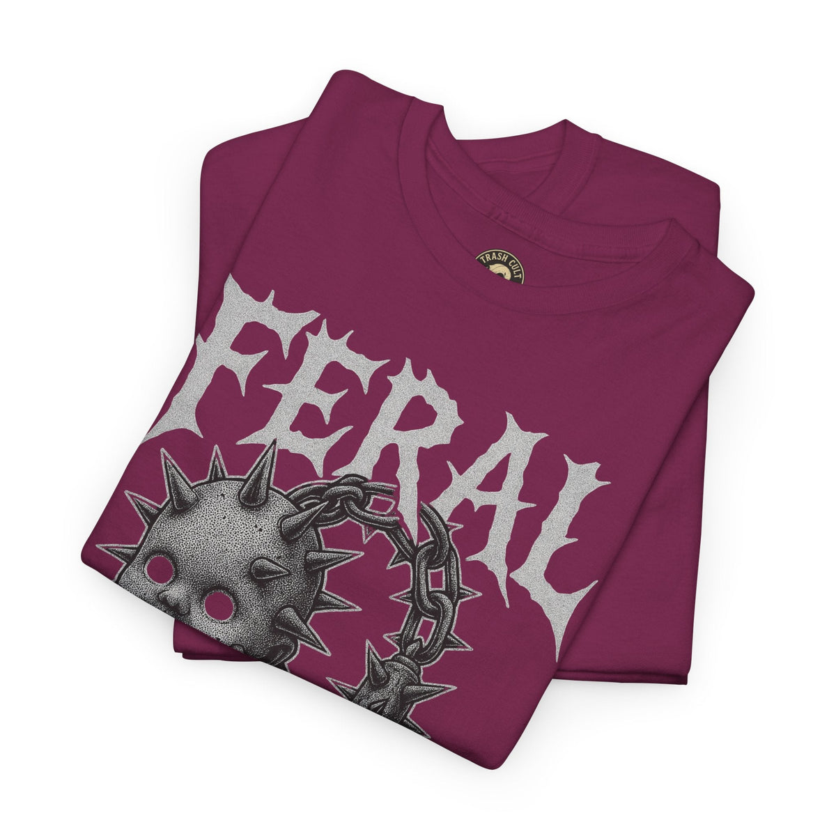 FERAL Spiked Doll Flail Tee – Halftone Gothic Weapon Shirt | Trash Cult Supply Co. | Gildan 5000