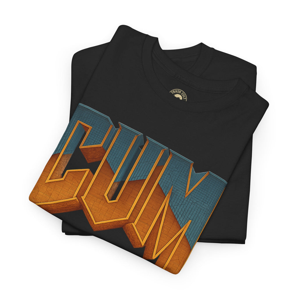 CUM Parody Metal Logo Shirt – Doom-Inspired Retro Gamer Tee on Gildan 5000