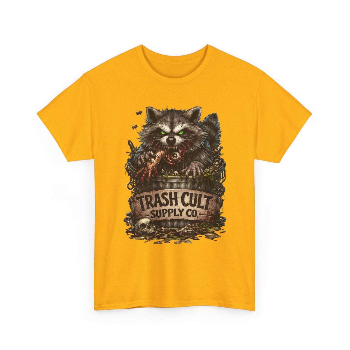 Raccoon 'Trash Cult Supply Co.' Graphic Tee — Vintage Grunge Animal Streetwear