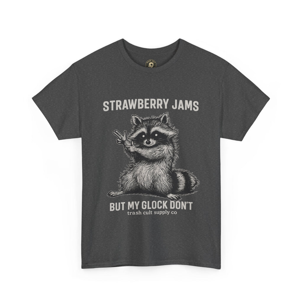 Strawberry Jams But My Glock Don’t Raccoon Shirt – Trash Cult Supply Co. Gildan 5000 Tee