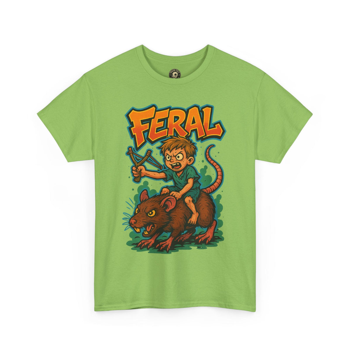 FERAL Graffiti Rat Rider T-Shirt – Bold New School Streetwear | Gildan 5000 Chaos Graphic Tee