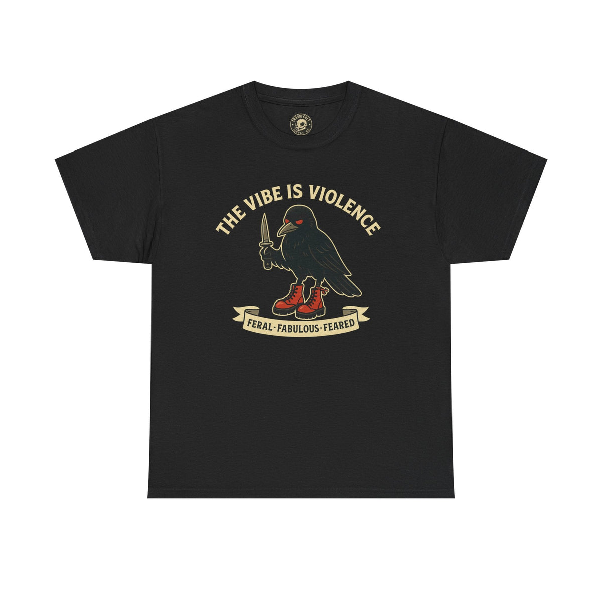 Edgy Graphic Tee: 'The Vibe is Violence' Unisex Heavy Cotton T-Shirt, Casual Wear, Statement Top, Gifts for Friends, Streetwear Fashion