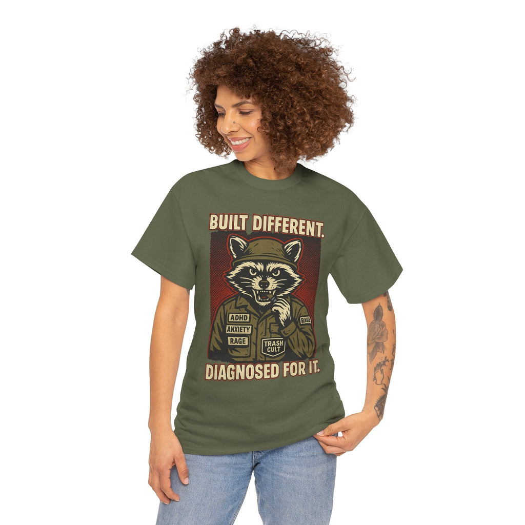 Built Different Diagnosed For It Military Raccoon Shirt – Gildan 5000