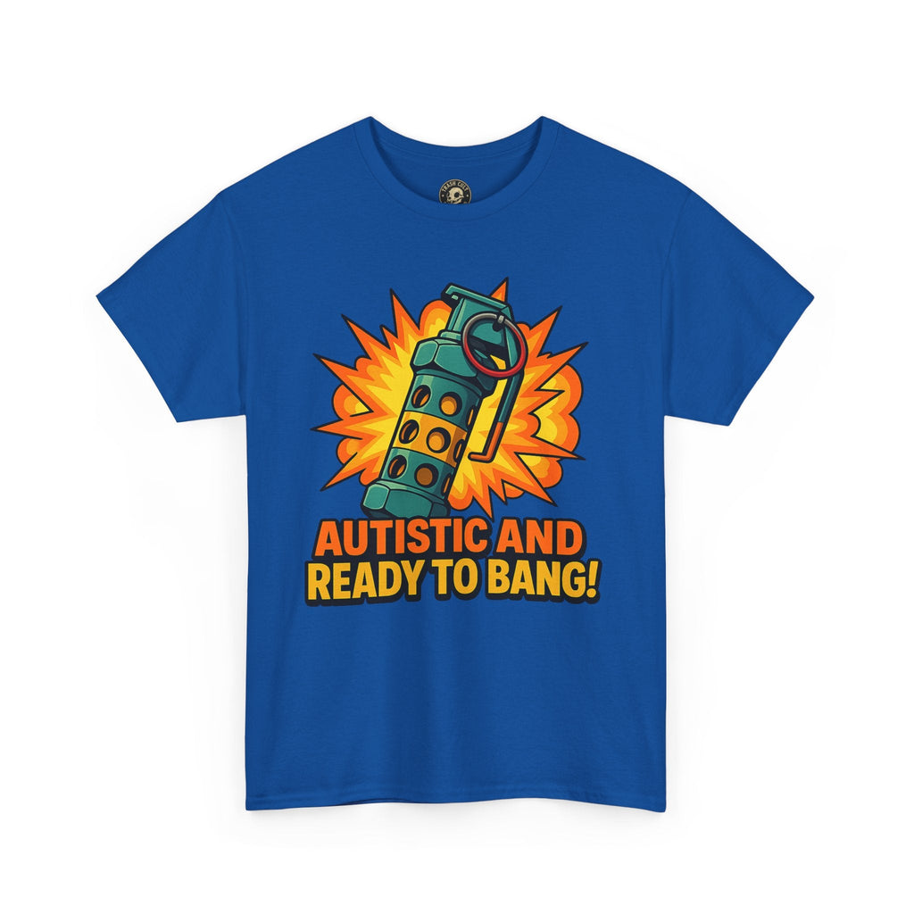 Autistic and Ready to Bang! Unisex Heavy Cotton Tee | Fun Graphic Tee, Autistic Pride, Gift for Autism Awareness, Casual Wear