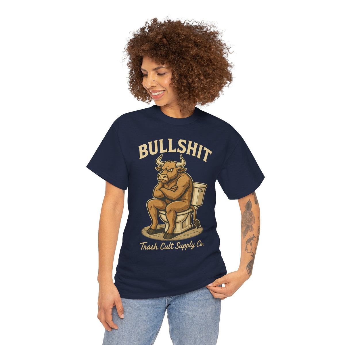 “BULLSHIT” Angry Bull Toilet Tee – Trash Cult Supply Co. | Gildan 5000 T-Shirt