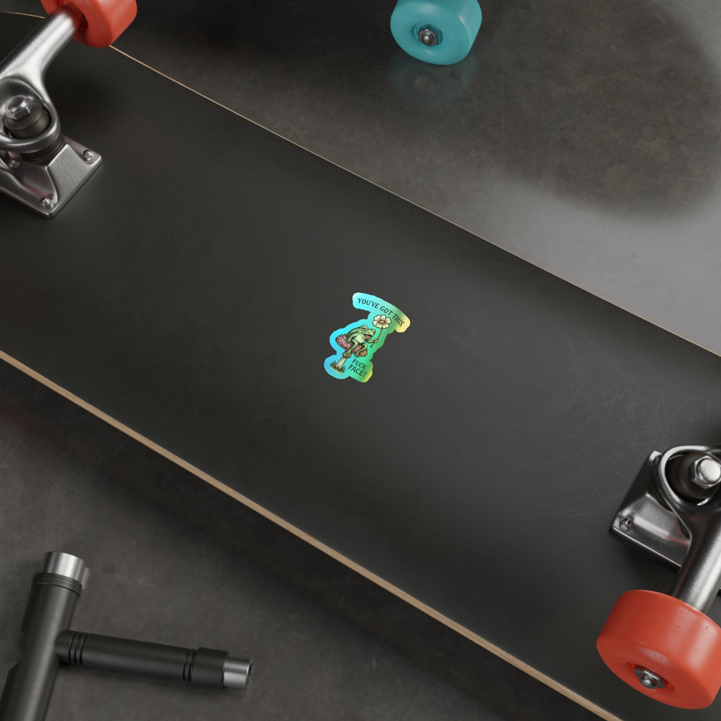 Motivational Holographic Frog Stickers - Fun Decals for Skateboards, Laptops, Water Bottles, Journals, Gift Ideas