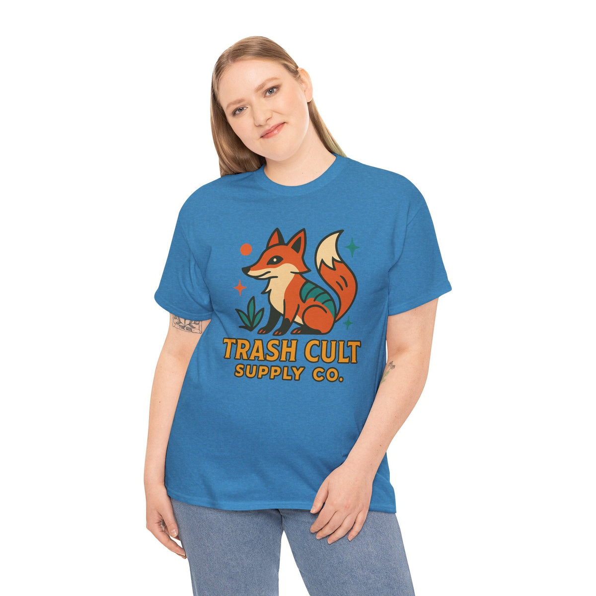Trash Cult Fox Unisex Heavy Cotton Tee - Eco-Friendly Fashion Statement, Perfect for Nature Lovers, Casual Wear, Gifts, and Festivals