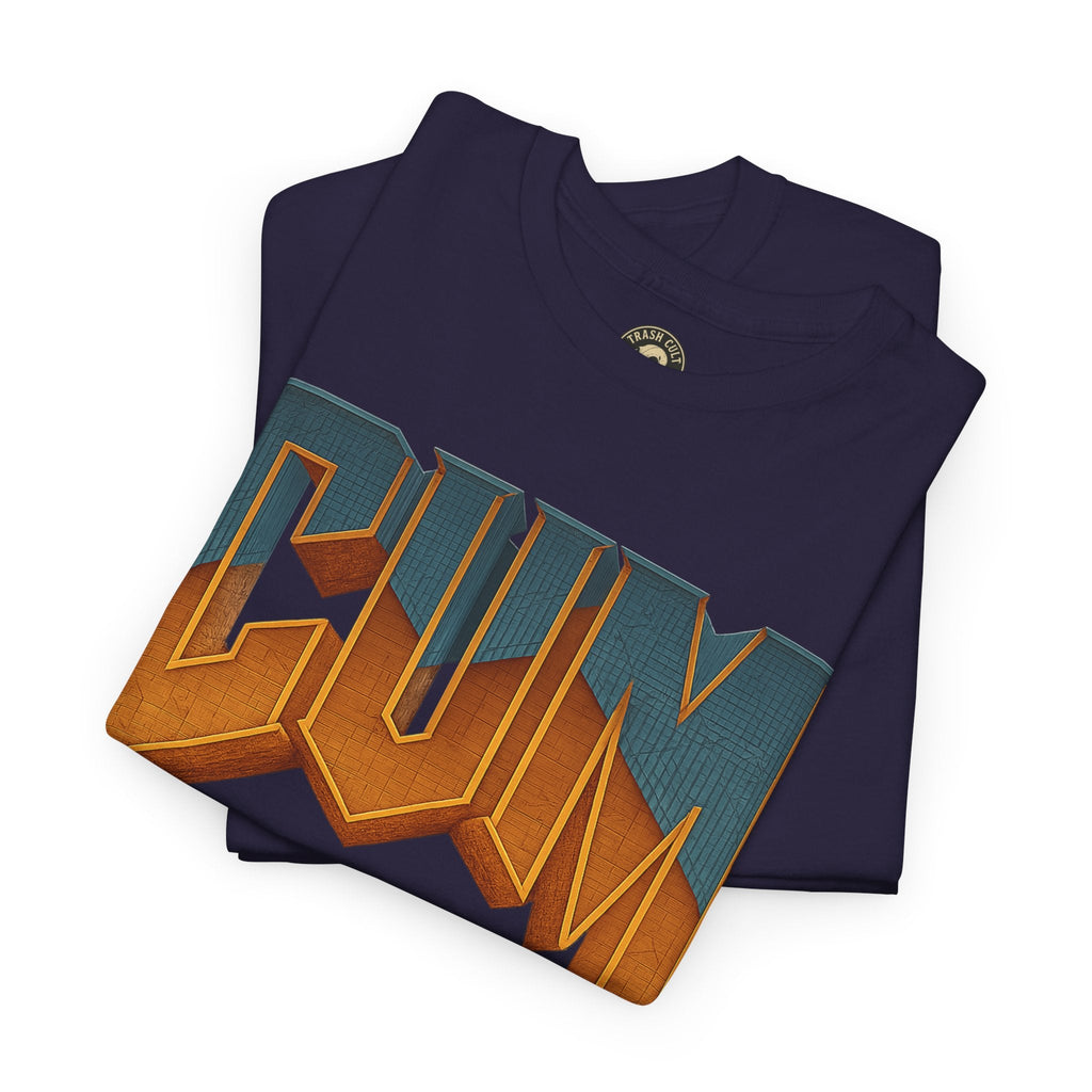 CUM Parody Metal Logo Shirt – Doom-Inspired Retro Gamer Tee on Gildan 5000