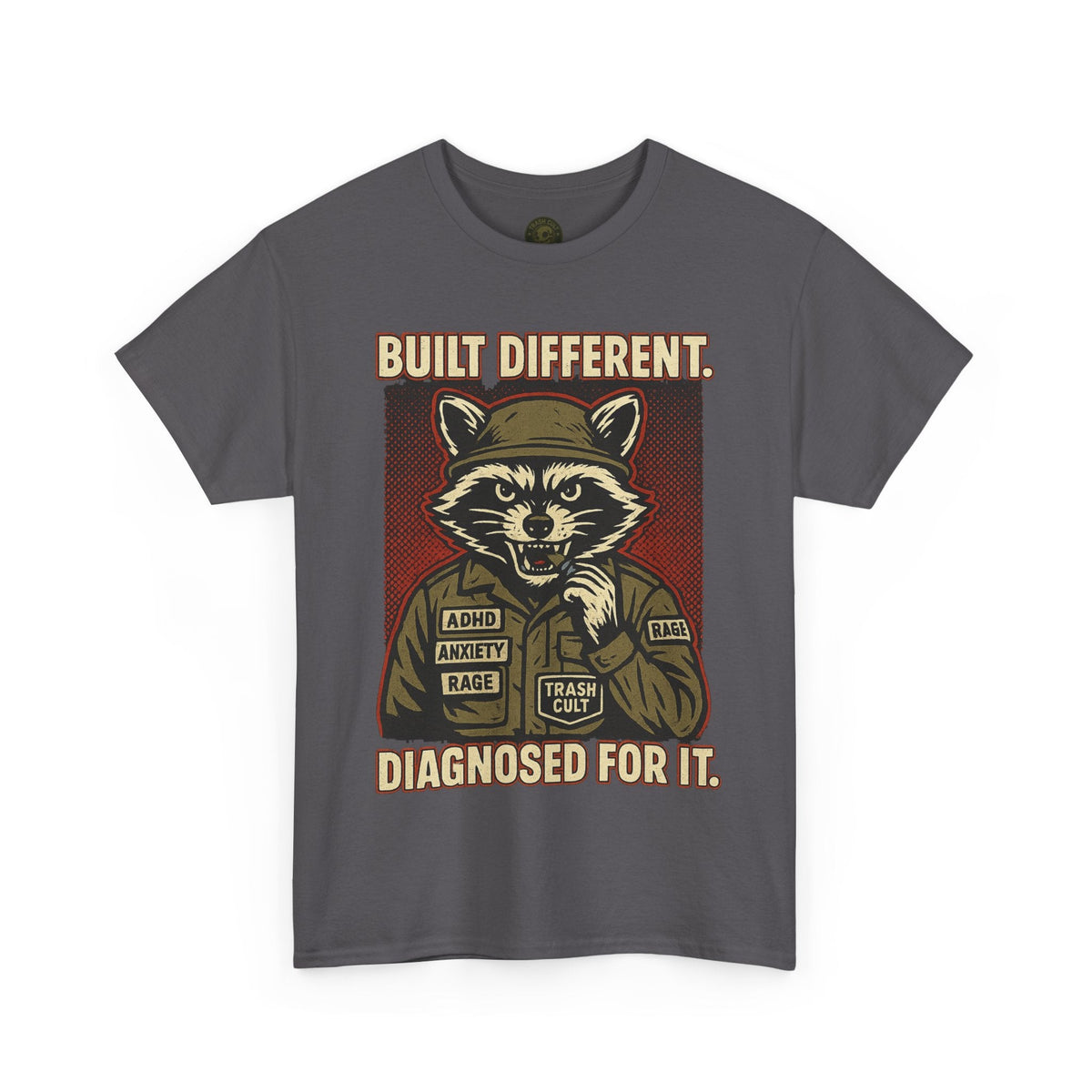 Built Different Diagnosed For It Military Raccoon Shirt – Gildan 5000