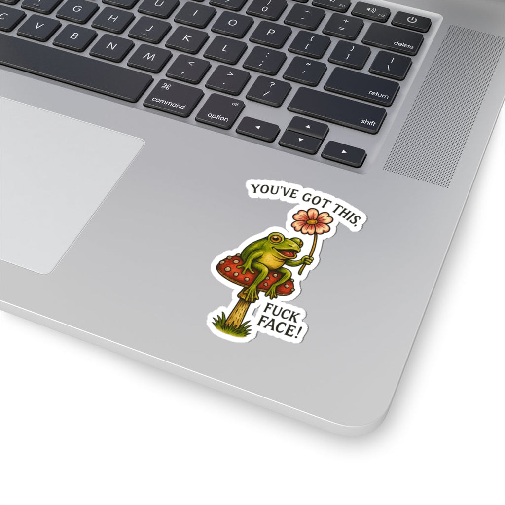 Kiss-Cut Stickers: Motivational Frog Design for Laptops, Journals, Water Bottles, Gifts, Fun Decor
