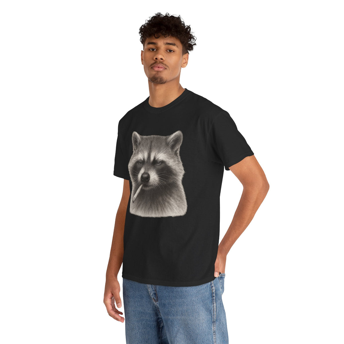 Dirty Harry Raccoon Halftone Shirt – Soft Grit Aesthetic, Smoking Trash Panda Graphic Tee