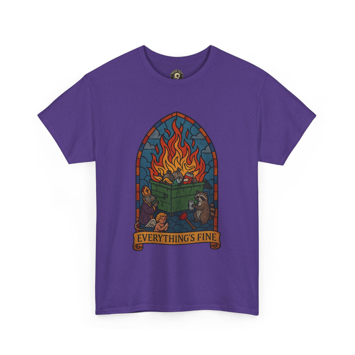 "Everything's Fine" Unisex Heavy Cotton Tee - Casual Wear, Gift for Friends, Home Decor, Everyday Style, Relaxed Fit