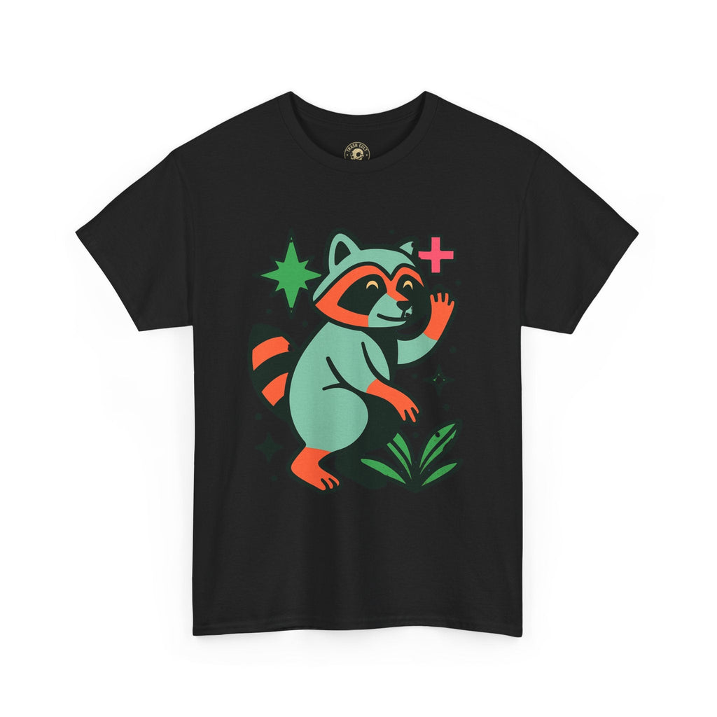 Playful Raccoon Unisex Heavy Cotton Tee | Cute Animal Shirt for Nature Lovers, Graphic Tee, Gift for Kids, Casual Wear, Eco-Friendly