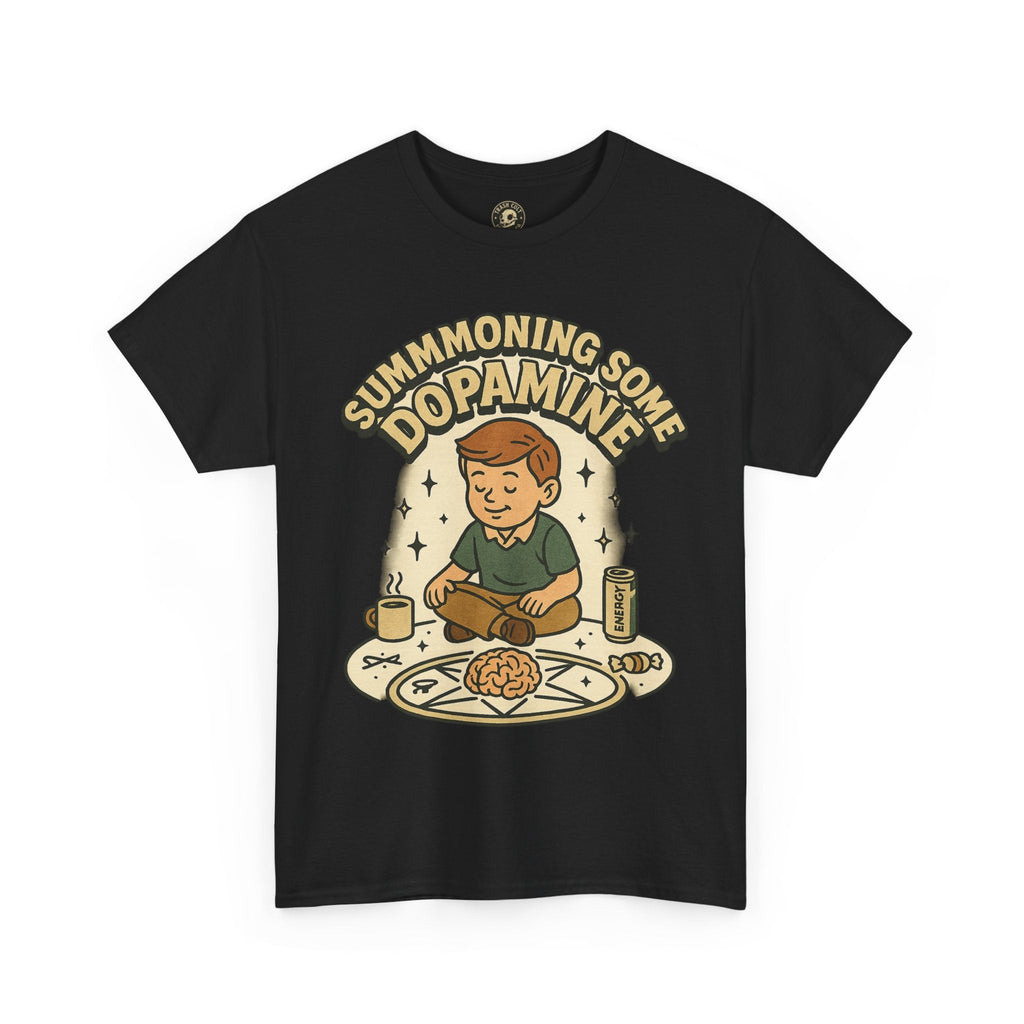 Dopamine Summoning Tee, Unisex Heavy Cotton Tee, Retro Graphic T-shirt, Gift for Gamers, Casual Wear, Funny Shirt, Everyday Style
