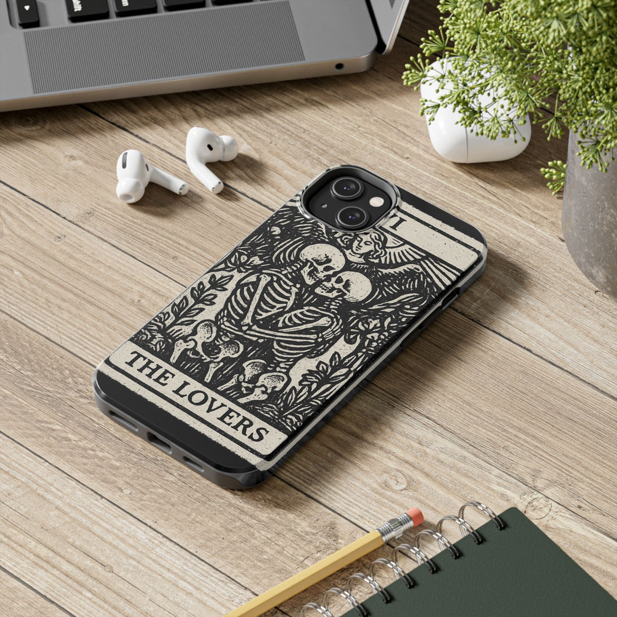 Tough Phone Case with Skeleton Lovers Design, Gothic Phone Cover, Unique Couples Gift, Halloween Accessory, Edgy Tech Design
