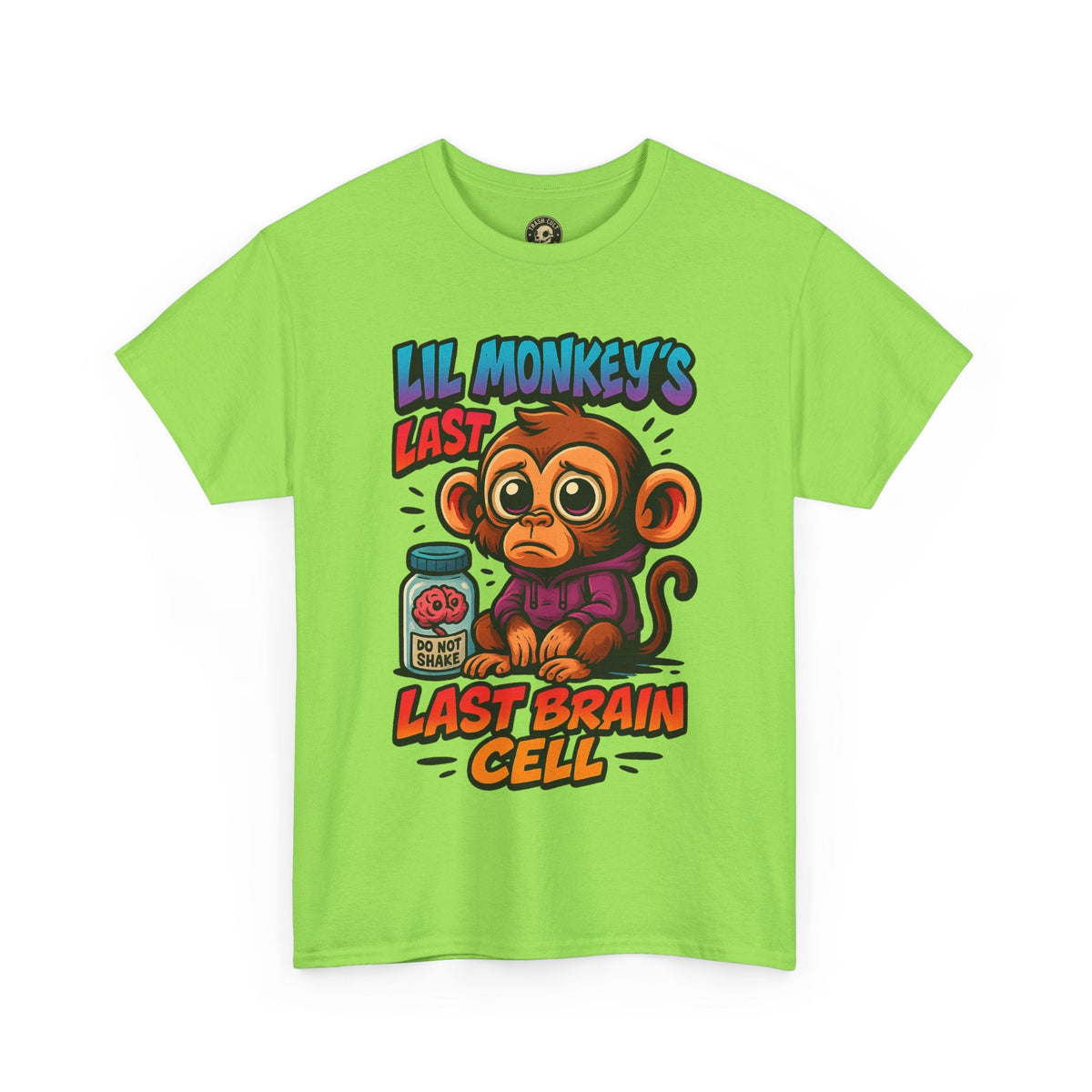 Lil Monkey’s Last Brain Cell Tee – Funny ADHD Cartoon Shirt – Gildan Heavy Cotton