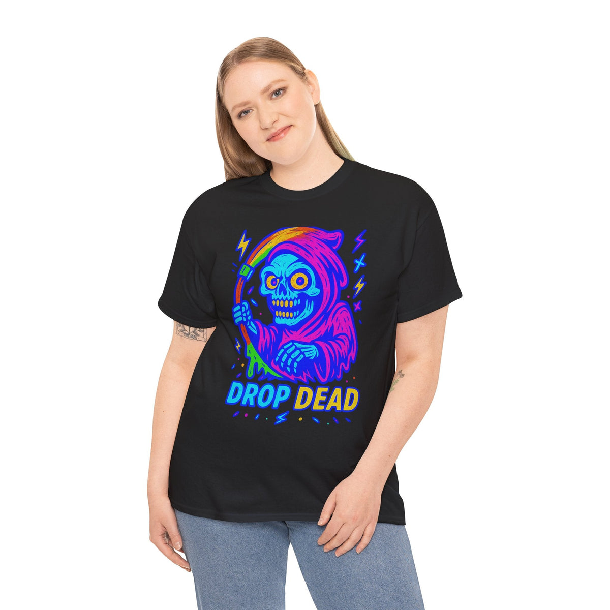 Drop Dead – Limited Edition Neon Grim Reaper Tee | Gildan 5000 | Illuminasty Drop