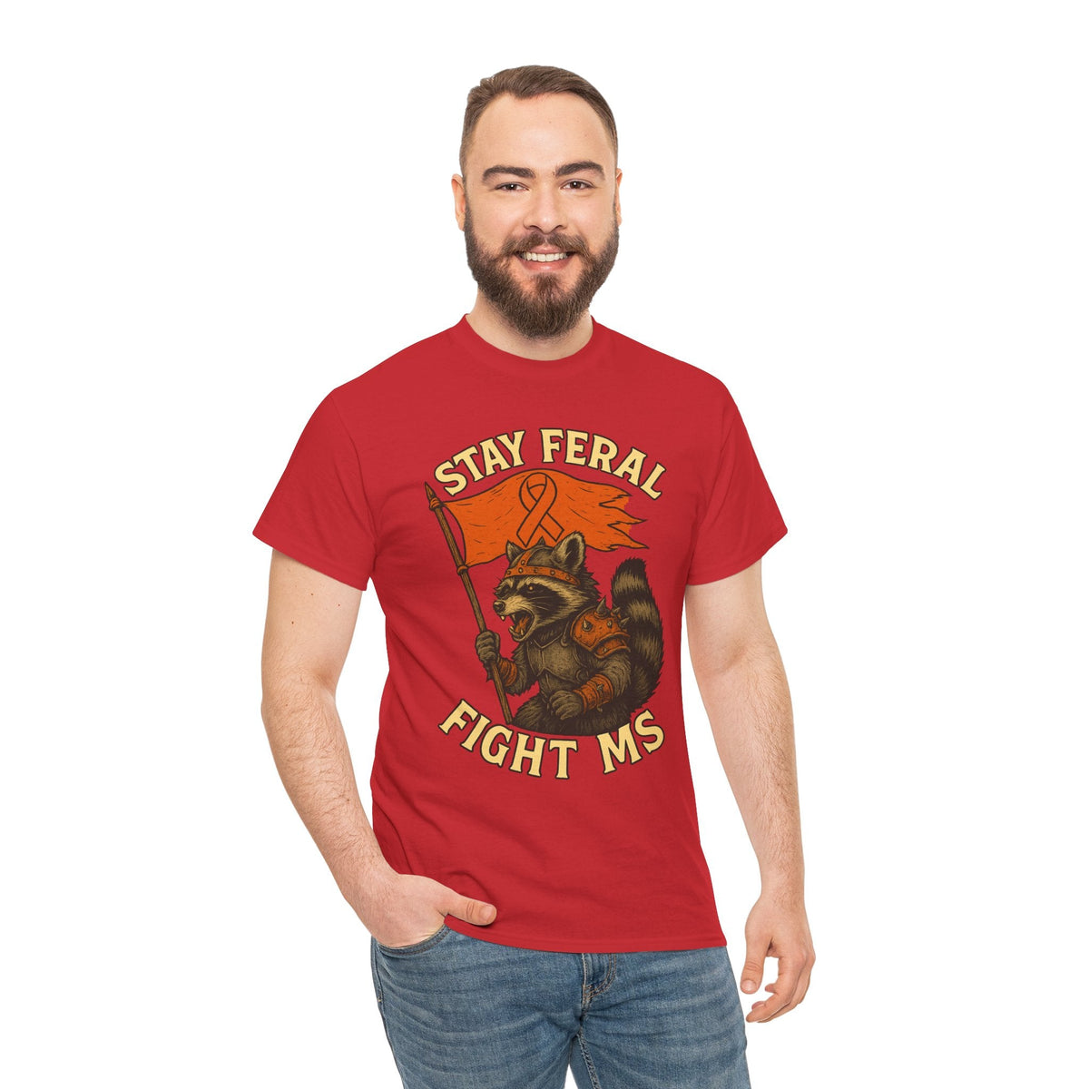 Stay Feral Fight MS Raccoon warrior shirt