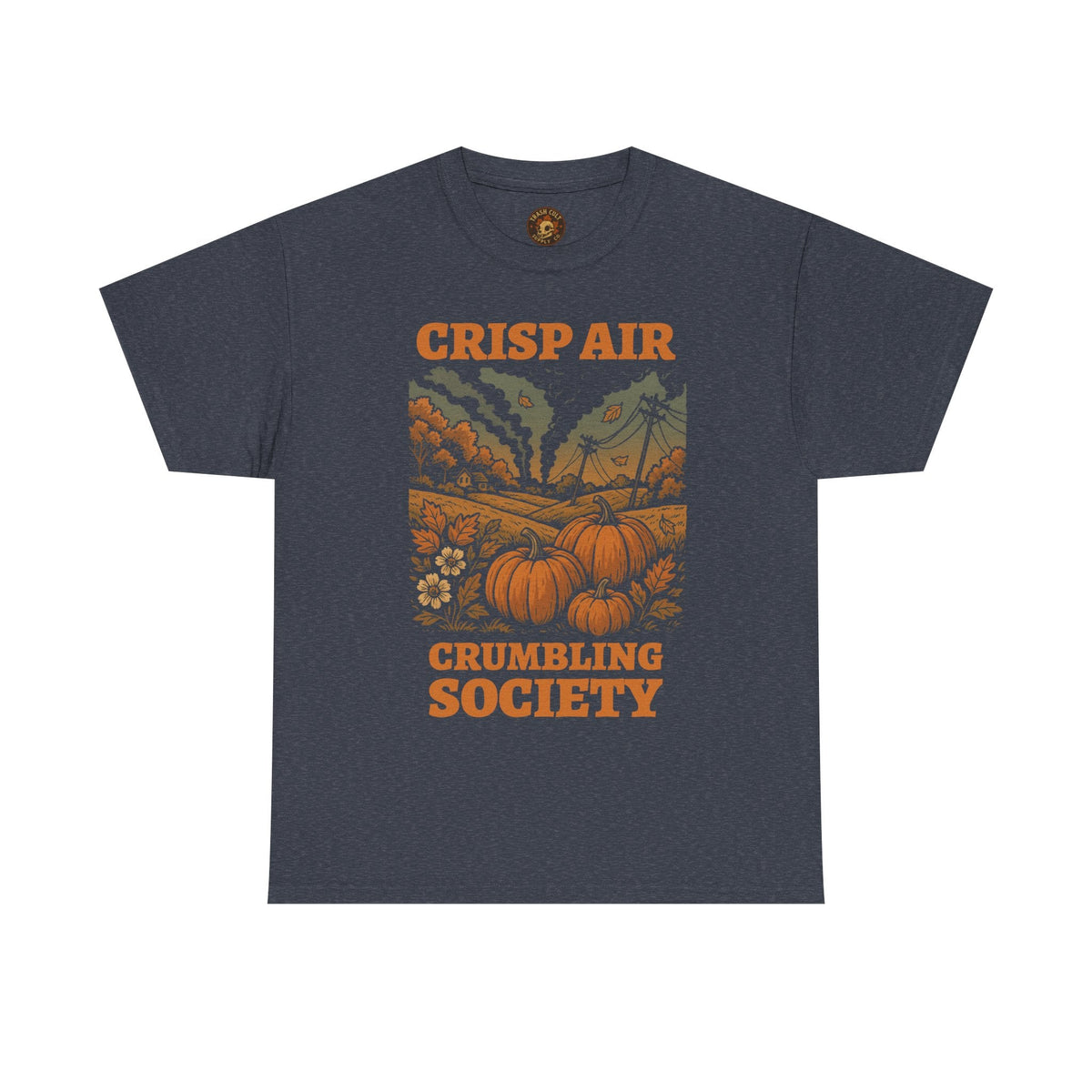 Crisp Air Crumbling Society Shirt – Dystopian Fall Pumpkin Tee – Fall of Humanity Collection – Trash Cult Supply Co.