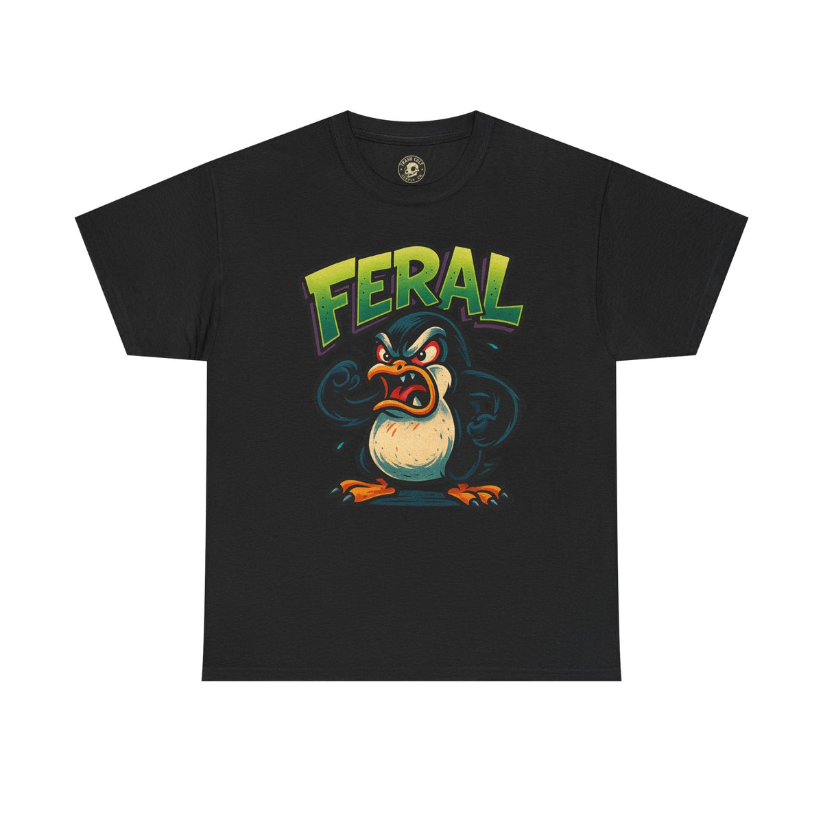 Feral Penguin T-Shirt – Funny Unisex Cotton Tee | Bold Animal Graphic Shirt, Quirky Gift Idea