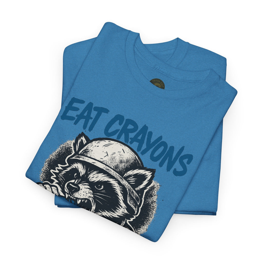 Eat Crayons Crush Skulls Stay Feral Military Raccoon Shirt – Gildan 5000