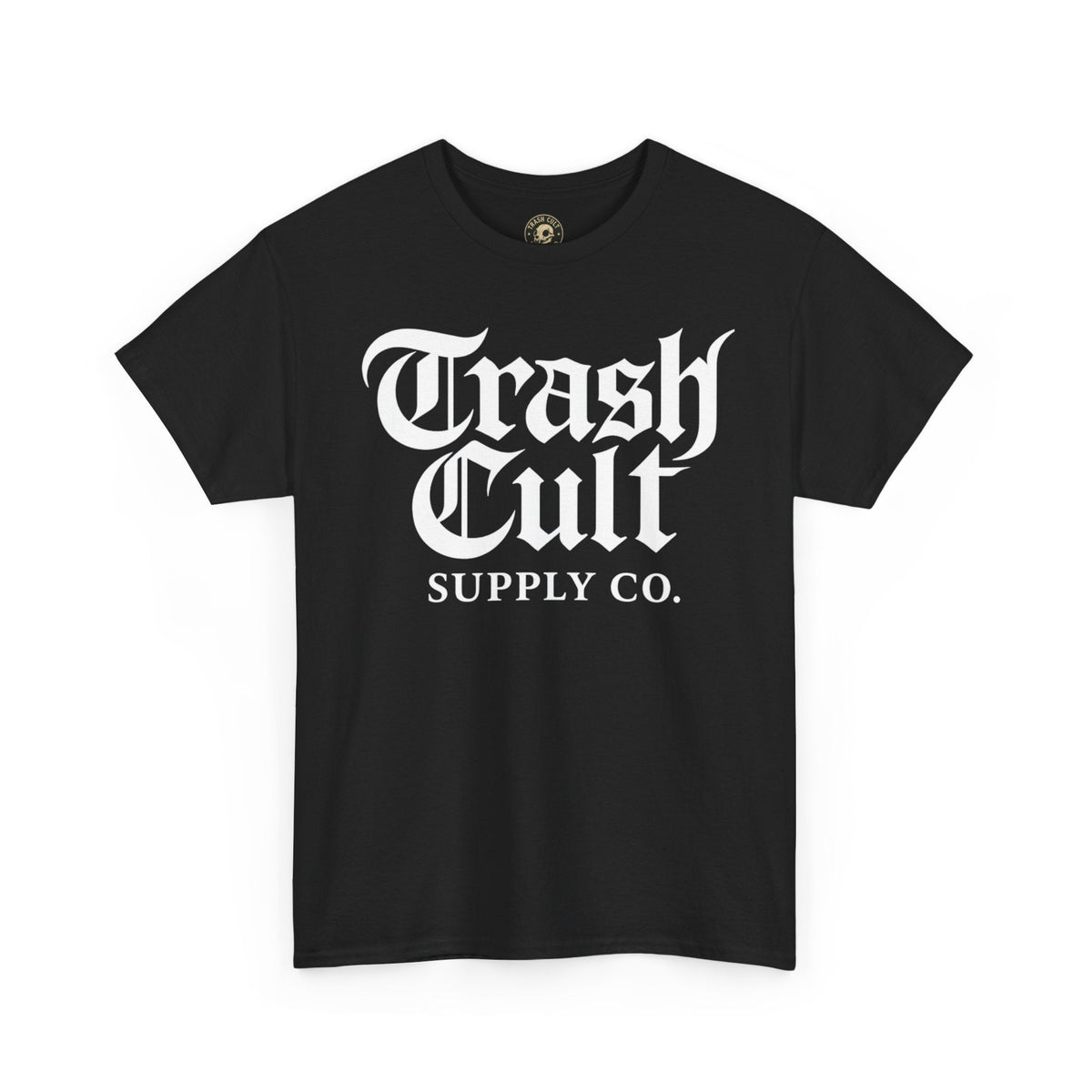 Trash Cult Gothic Logo Shirt – White Cyber Gothic Print on Gildan 5000