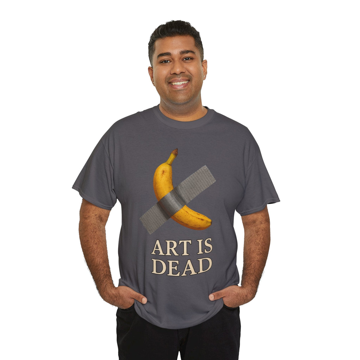 “ART IS DEAD” Banana Duct Tape Meme Tee – Satirical Art Parody Shirt by Trash Cult Supply Co.